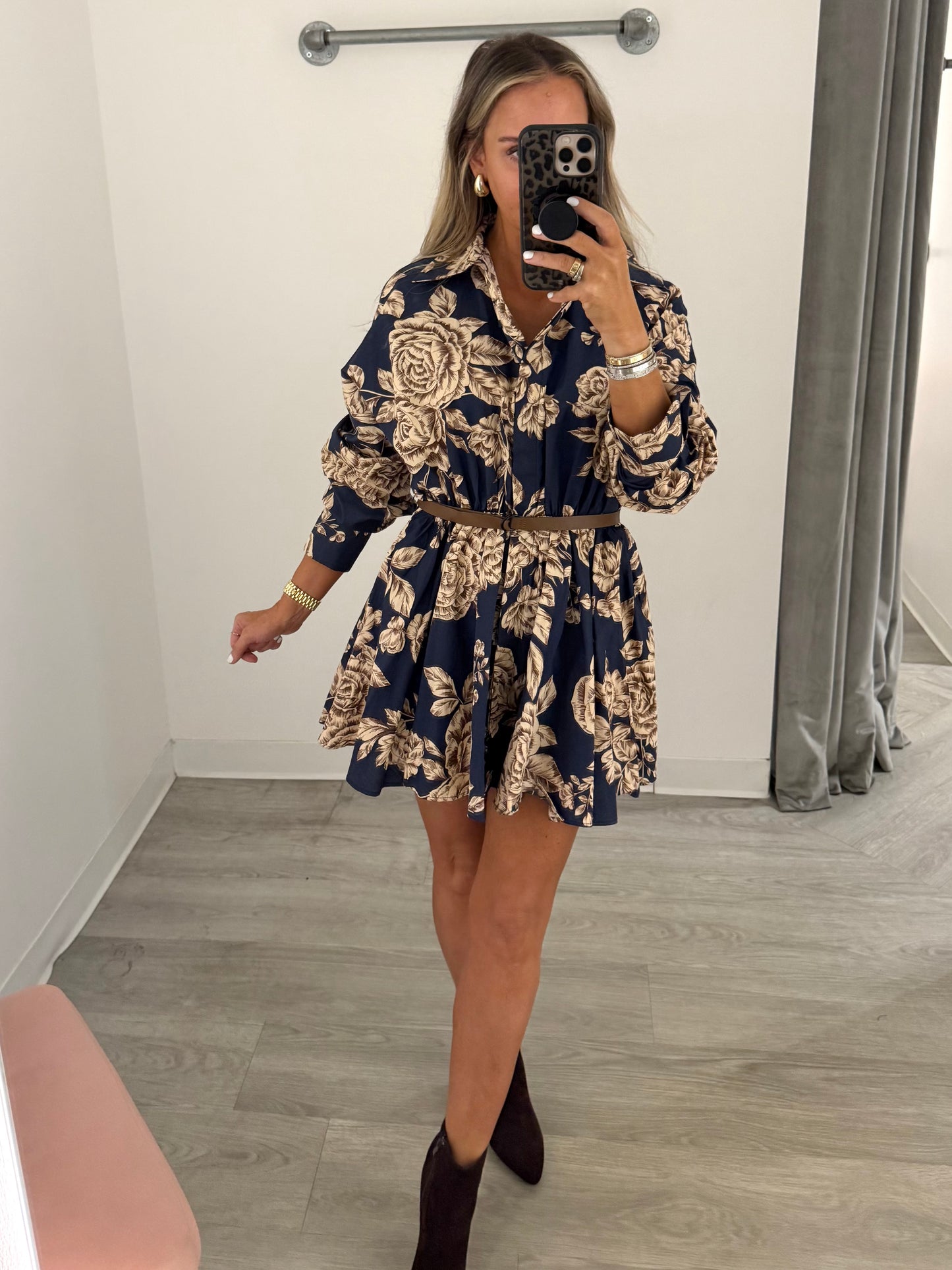 Midnight Floral L/S Belt Mini