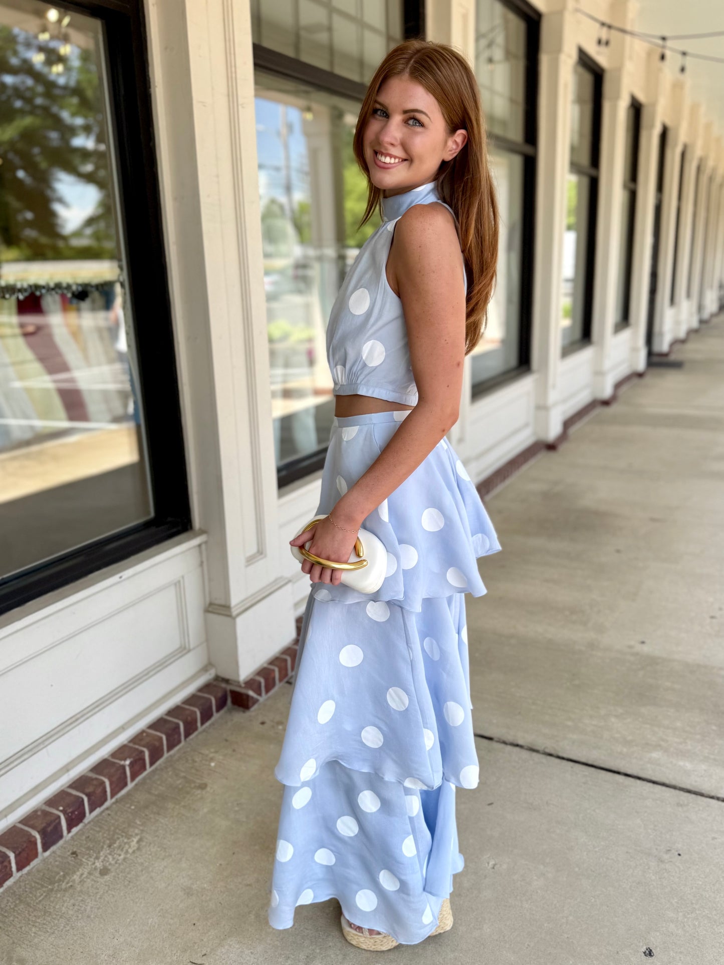 Bubble Dot Tiered Maxi Skirt