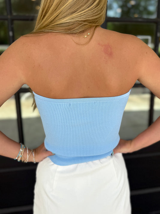 Knit Twist Strapless Top