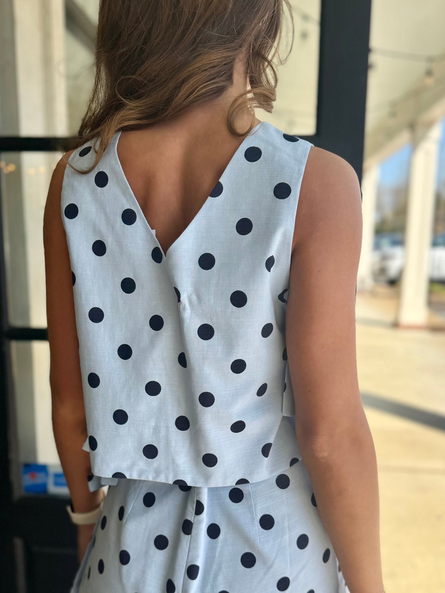 Sky Dot Tie Top