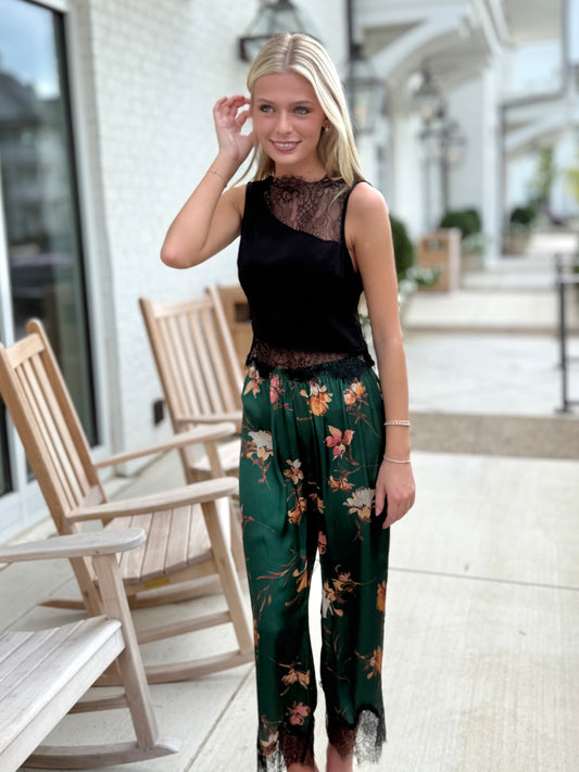 Green Peach Lace Pants