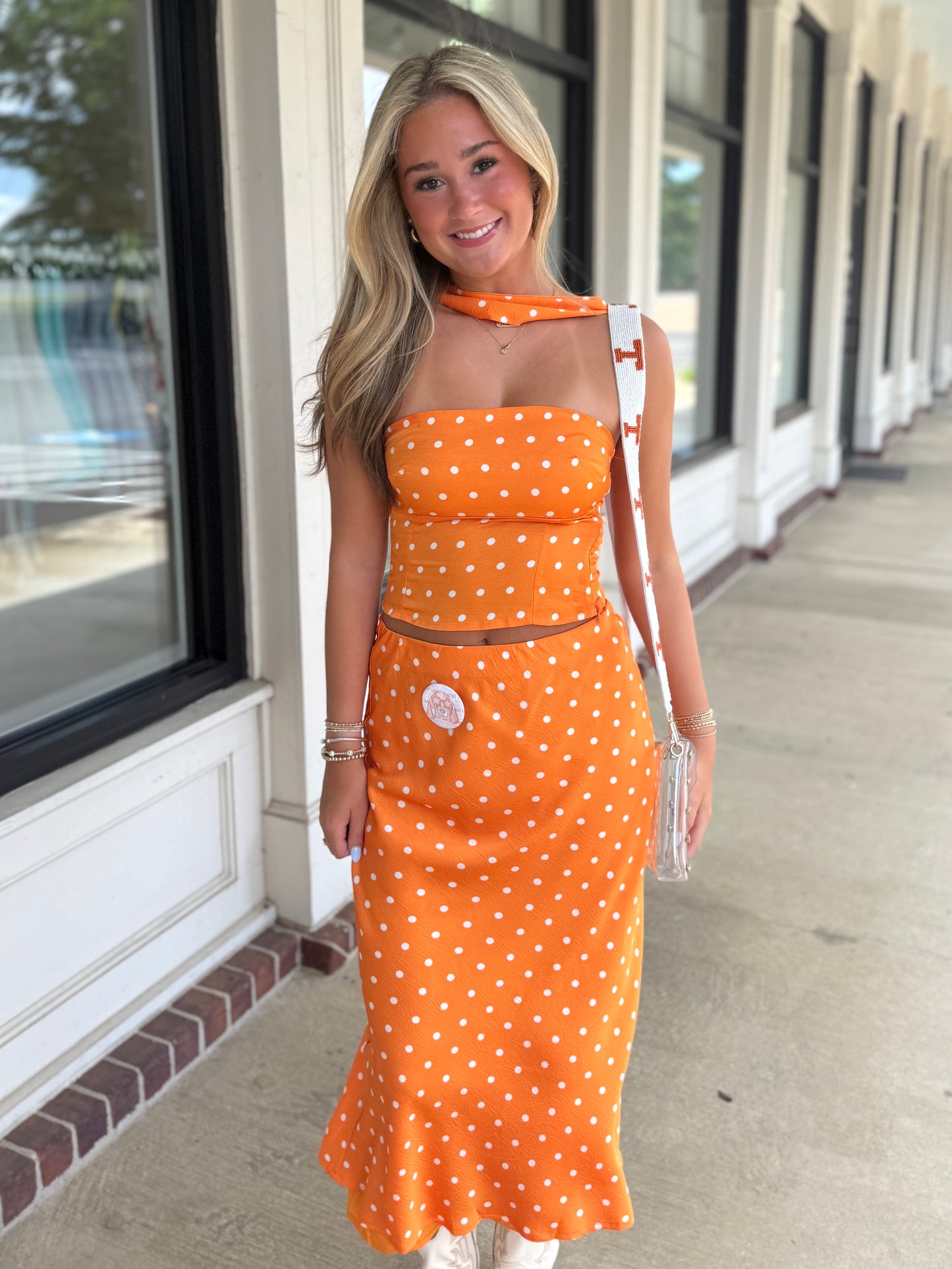 Polka White Dot Maxi Skirt