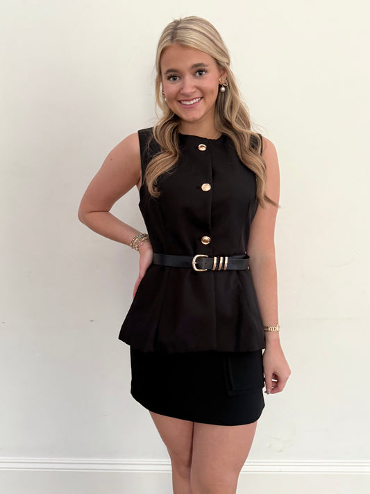 Black Belted Vest