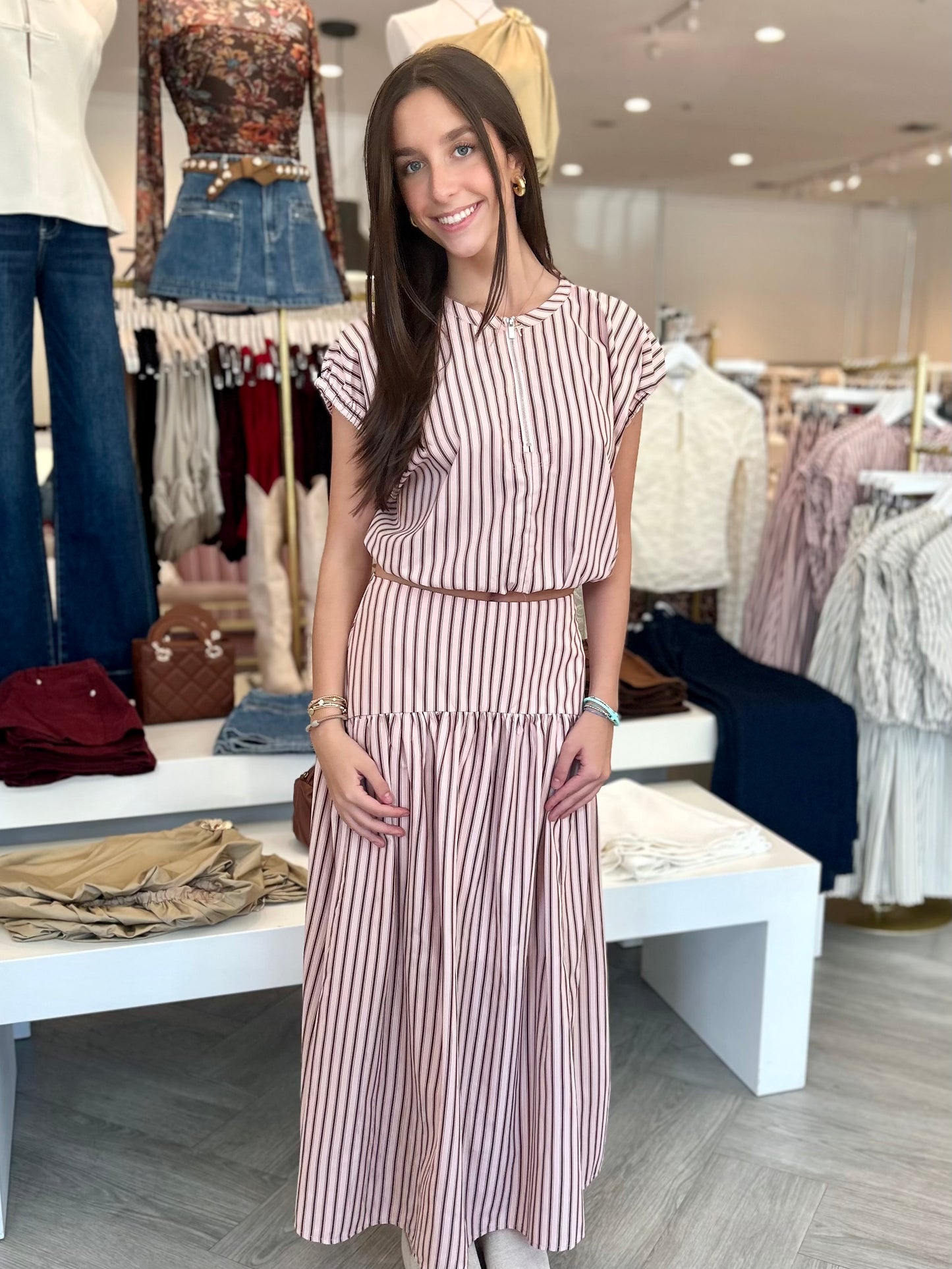 Curved Stripe Maxi Skirt (2 colors)