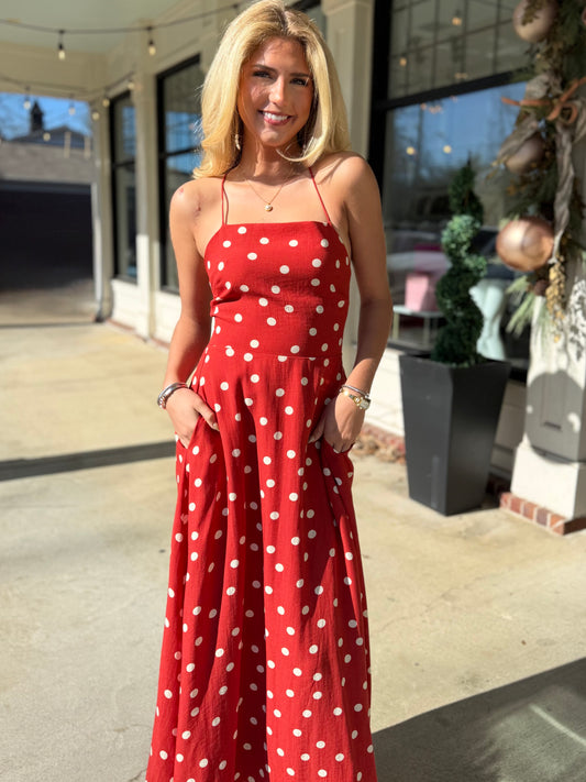 Red Polka Dot Openback Maxi