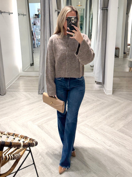 Mocha Button Front Cardigan