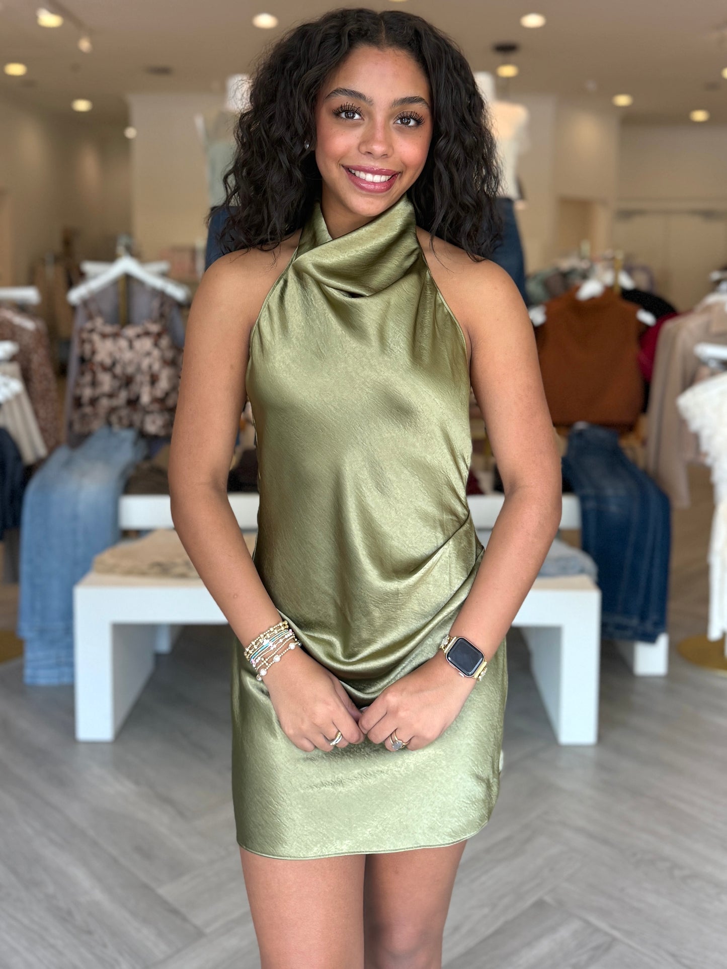 Olive Open Back Halter