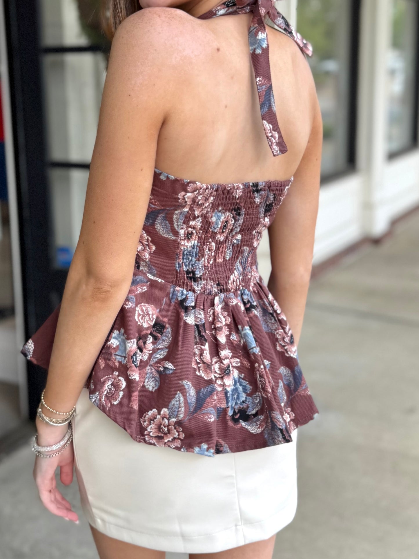 Rustwood Rose Peplum Button Cami