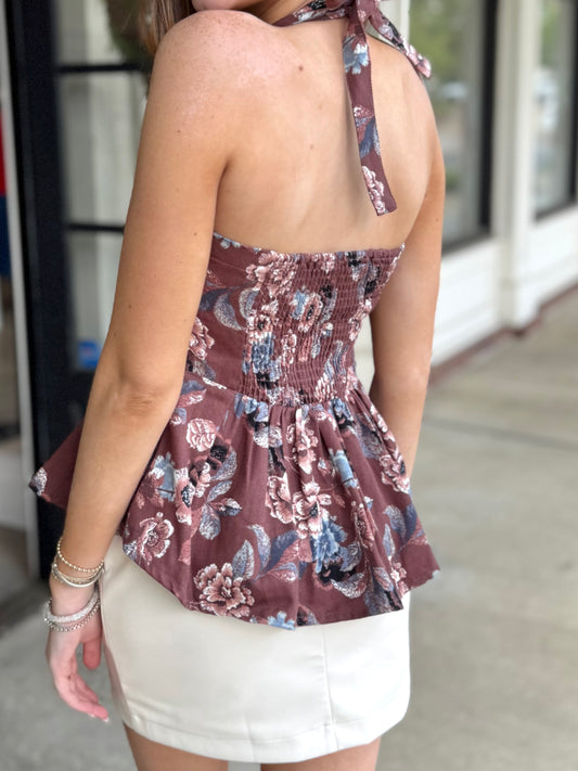 Rustwood Rose Peplum Button Cami