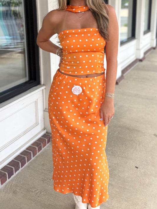 Polka White Dot Maxi Skirt