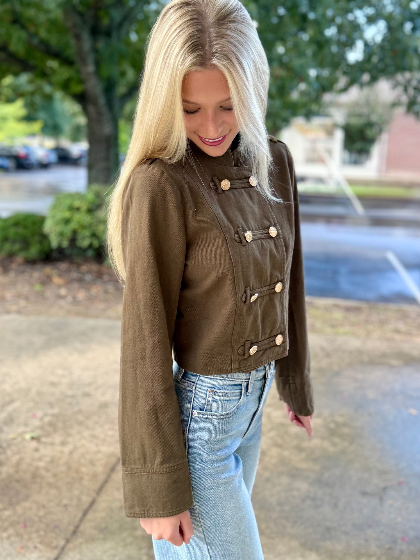 Olive Fireman Clasp Jacket