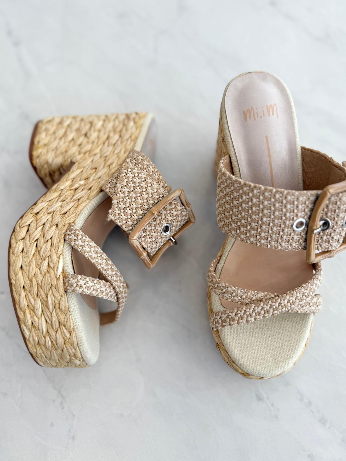 Woven Buckle Strap Heel