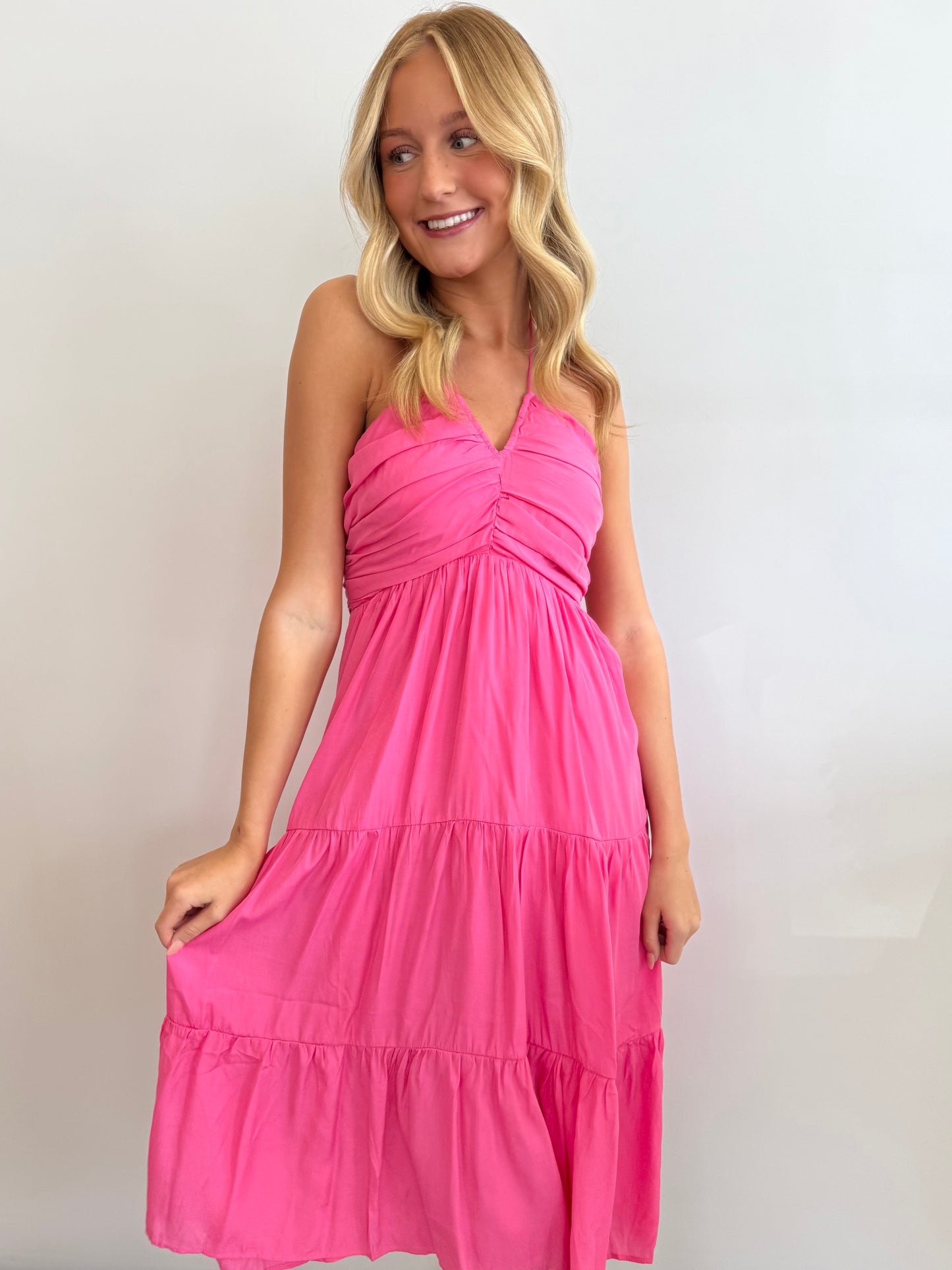 Ruched Halter Midi