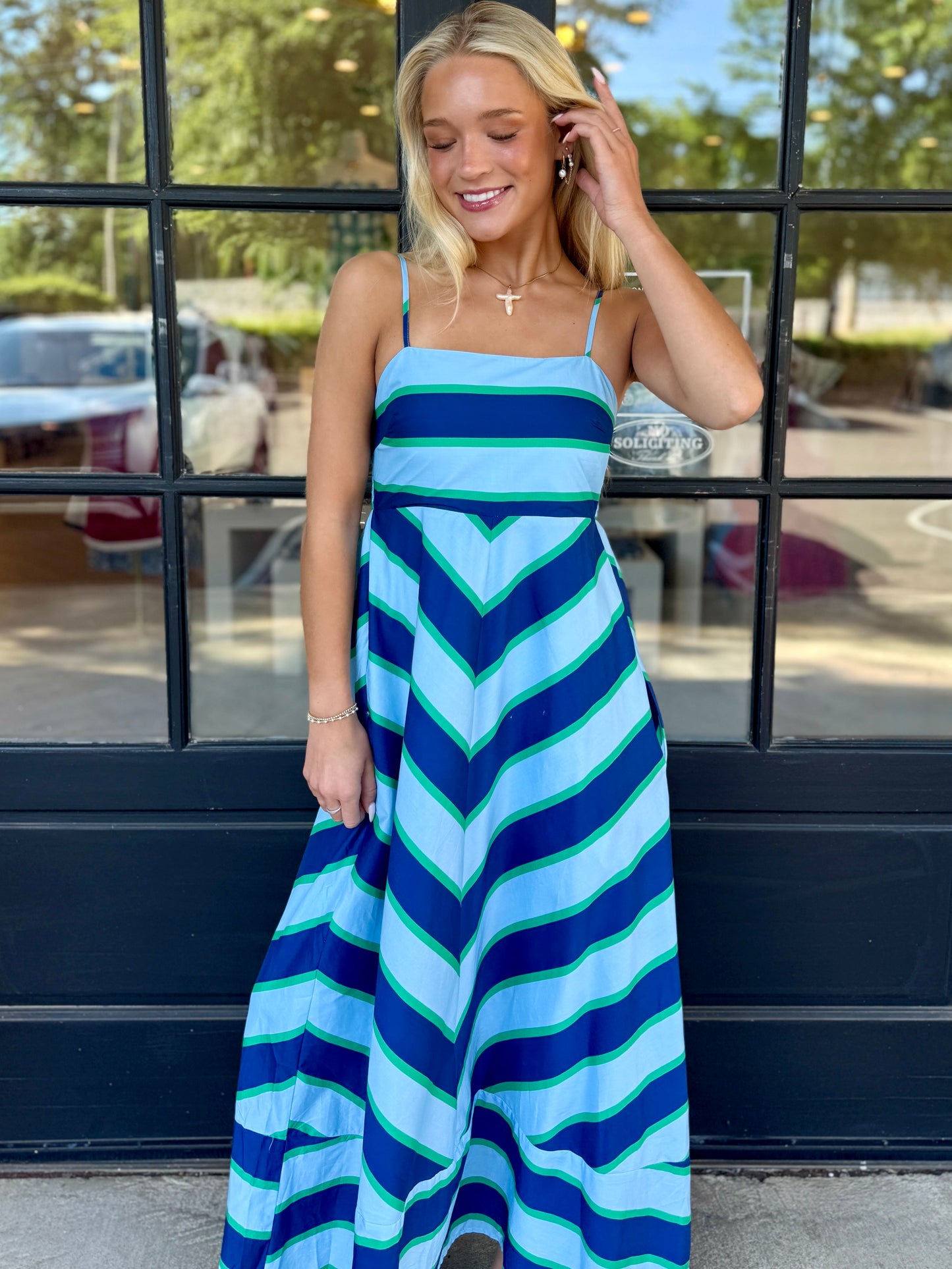 Navy Chevron Stripe Maxi