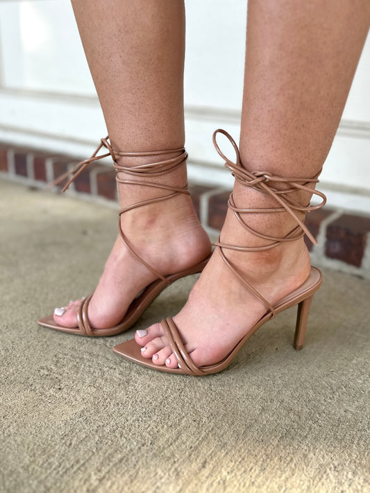 Beige Daisy Patton Heels