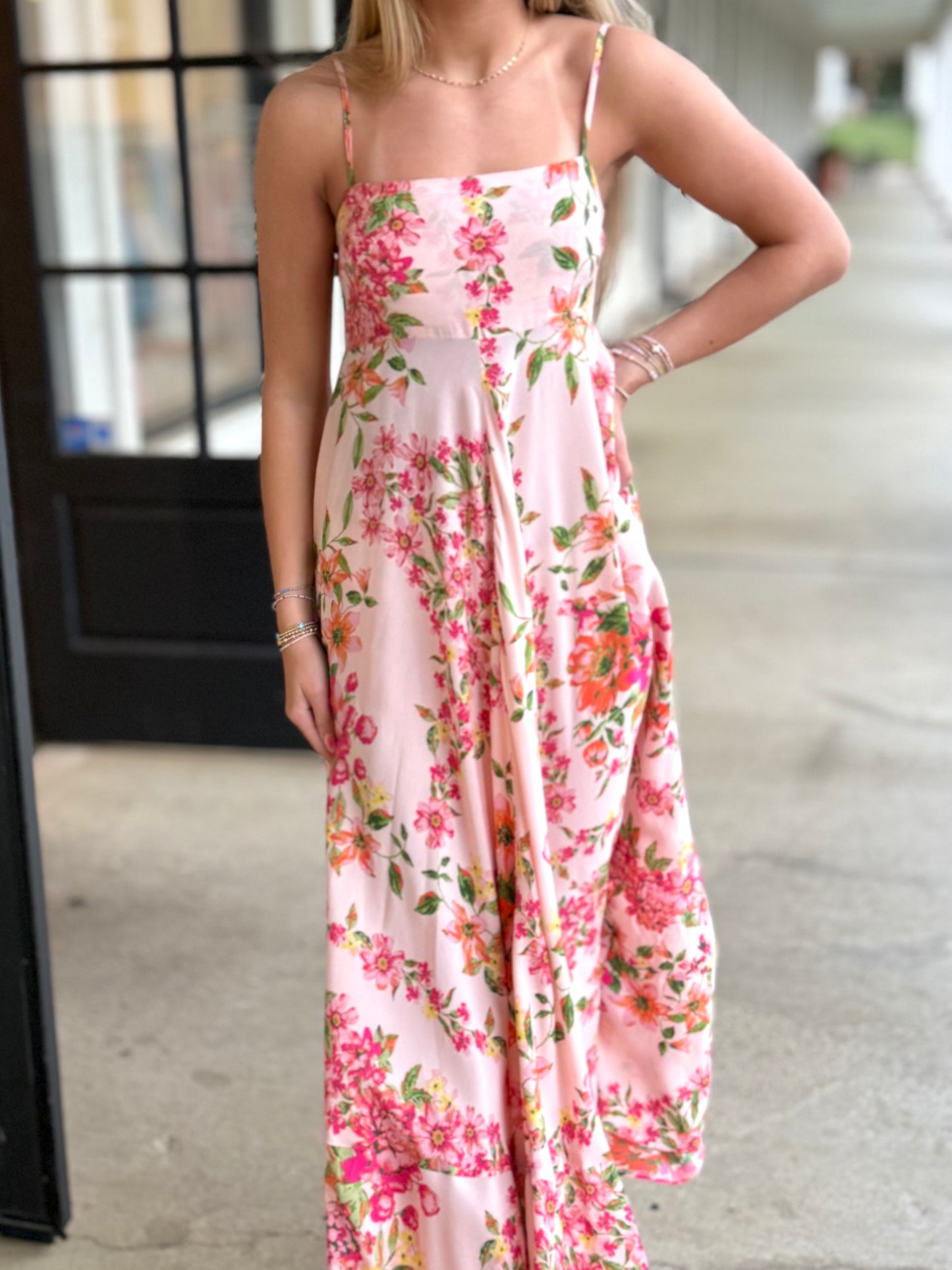 Peach Floral Flowy Dress