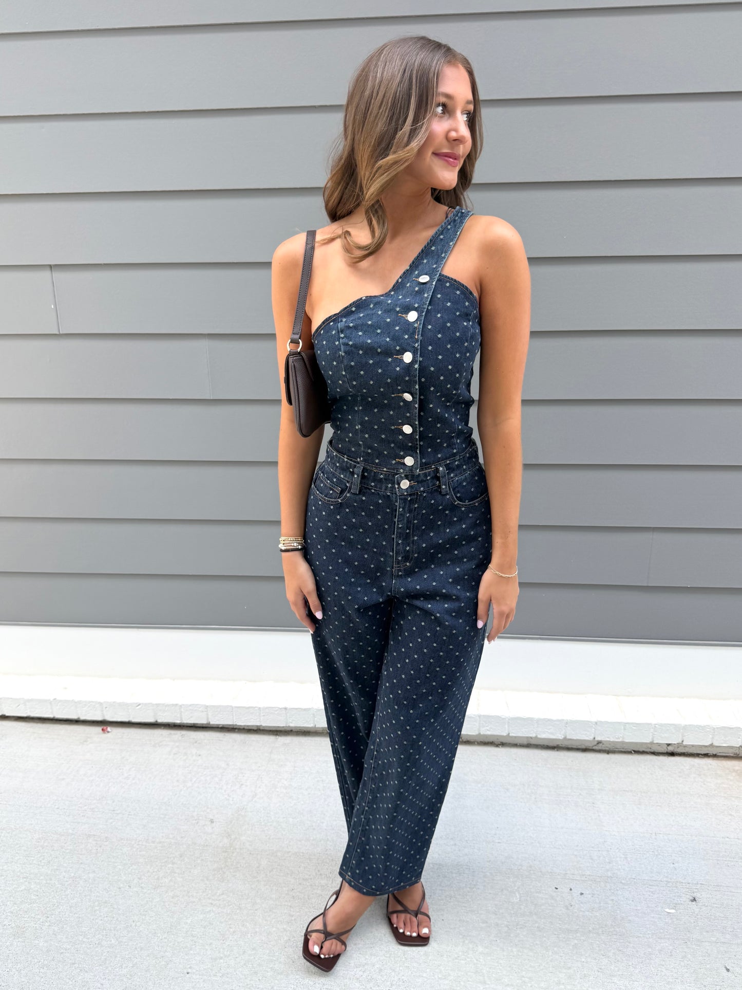 Denim Polka Dot Top