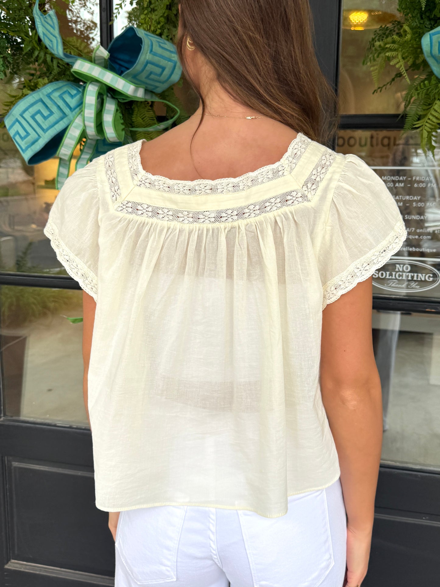 Lace Trim Babydoll Blouse
