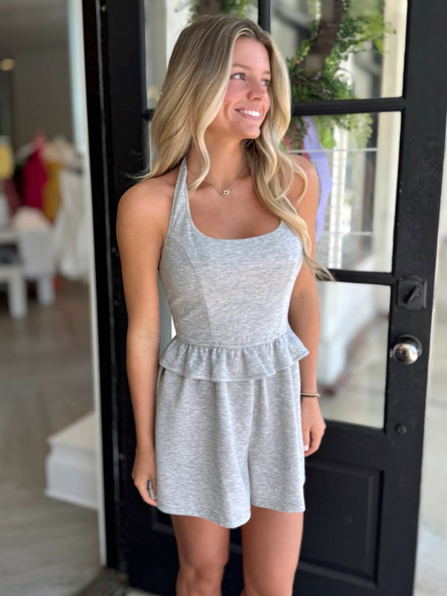 Grey Scuba Terry Halter Romper
