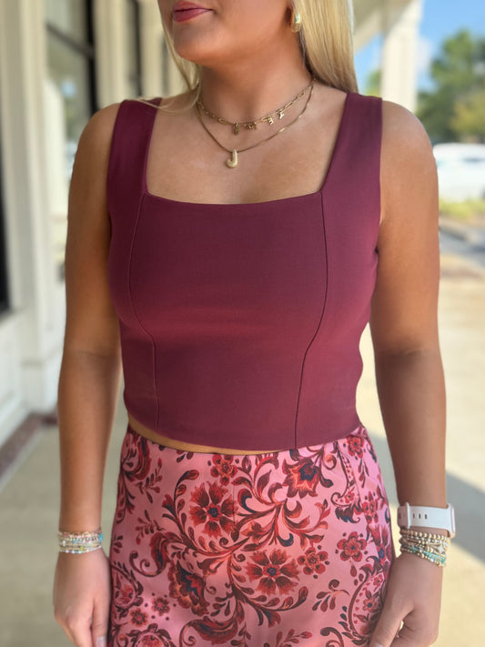 Salmon Red Paisley Skirt