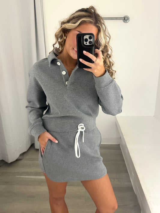 Grey Polo Scuba Top