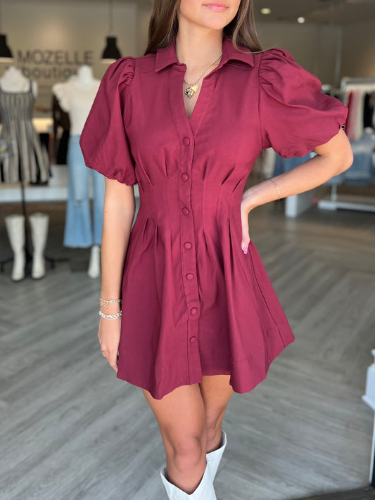 Balloon Sleeve Shirt Dress