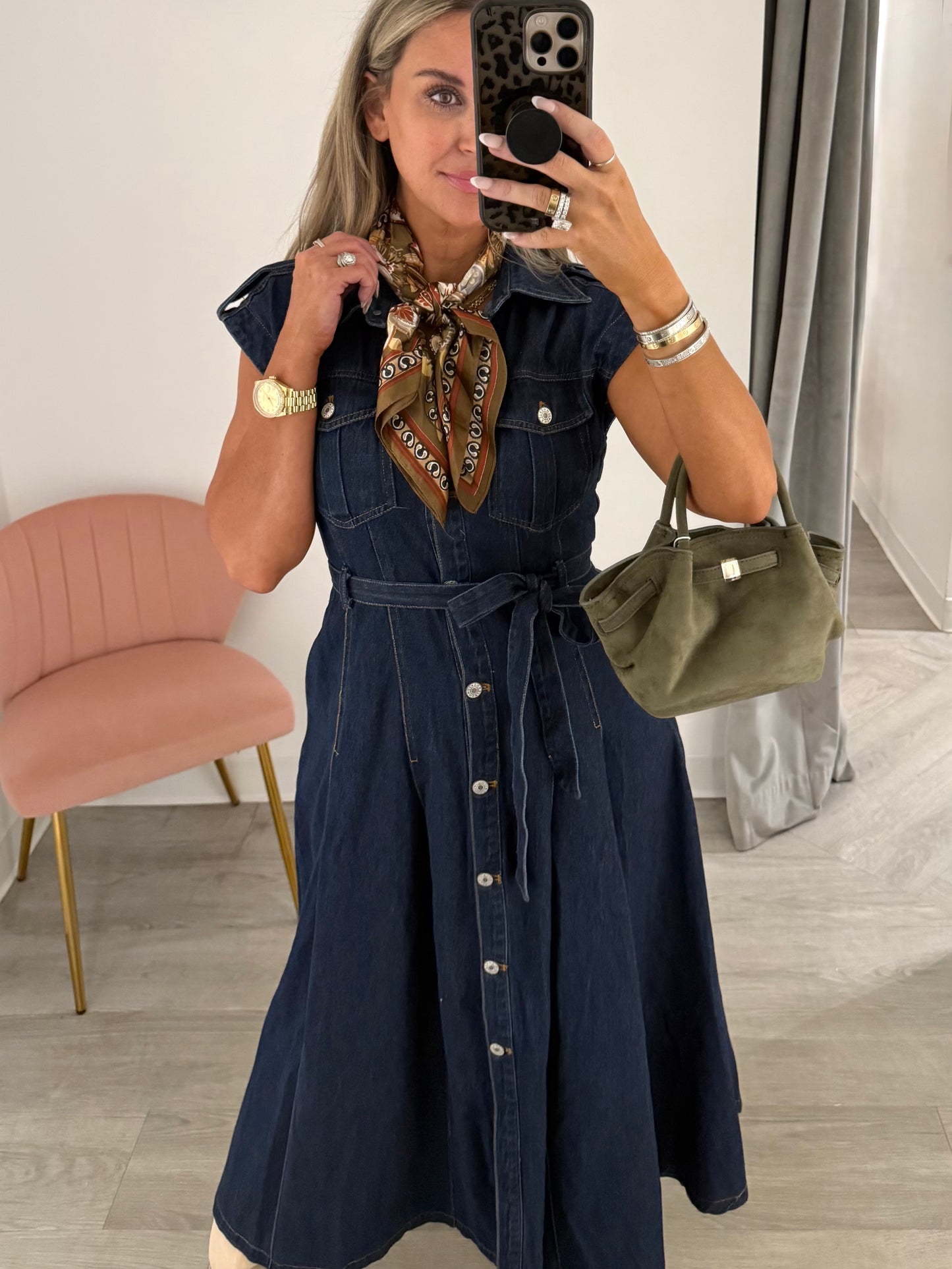 Dk. Denim S/S Belted Maxi