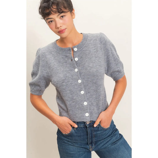 Button-Up Crop Sweater Tee (3 colors)