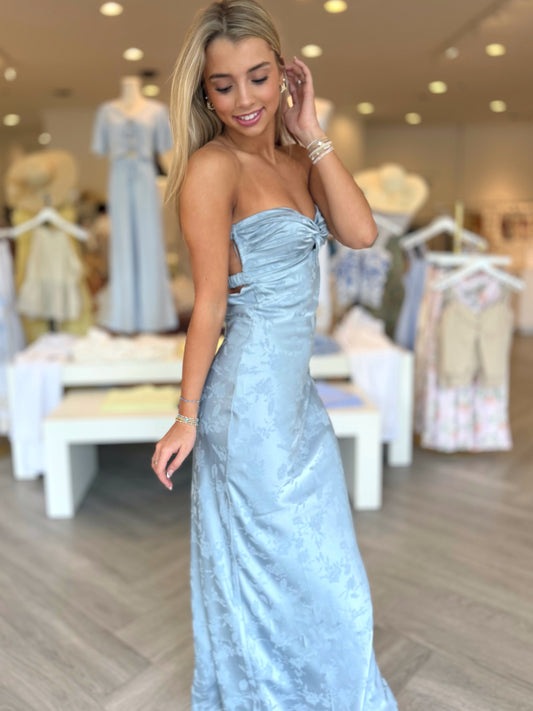 Slate Blue Flower Etch Dress