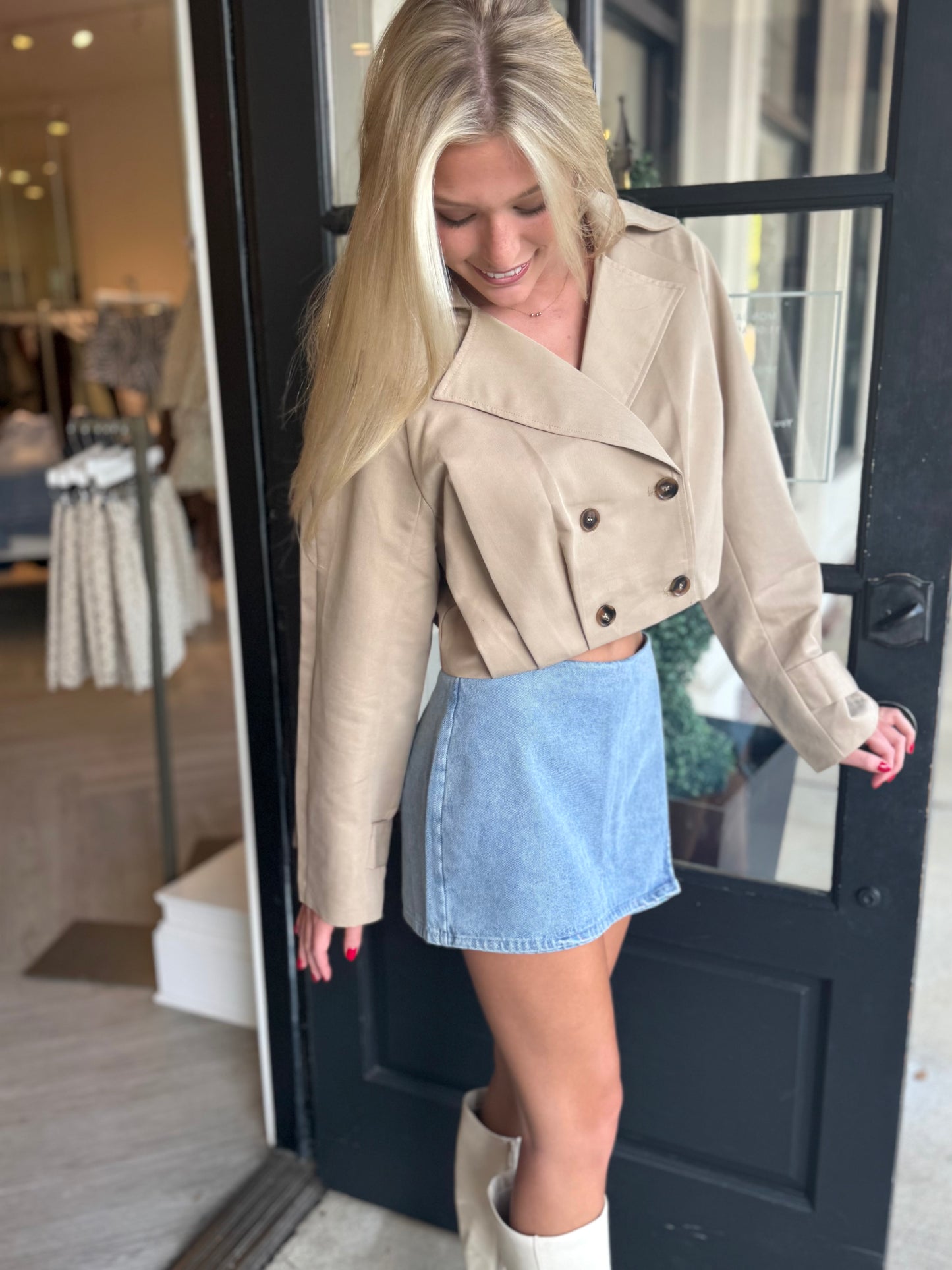 Taupe Pleated Trench Jacket