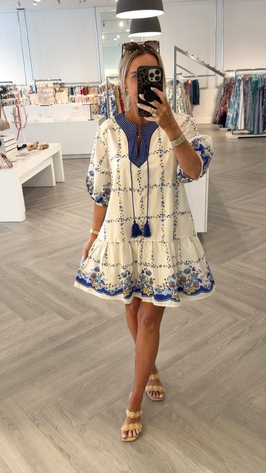 Navy Boarder Tassel Mini