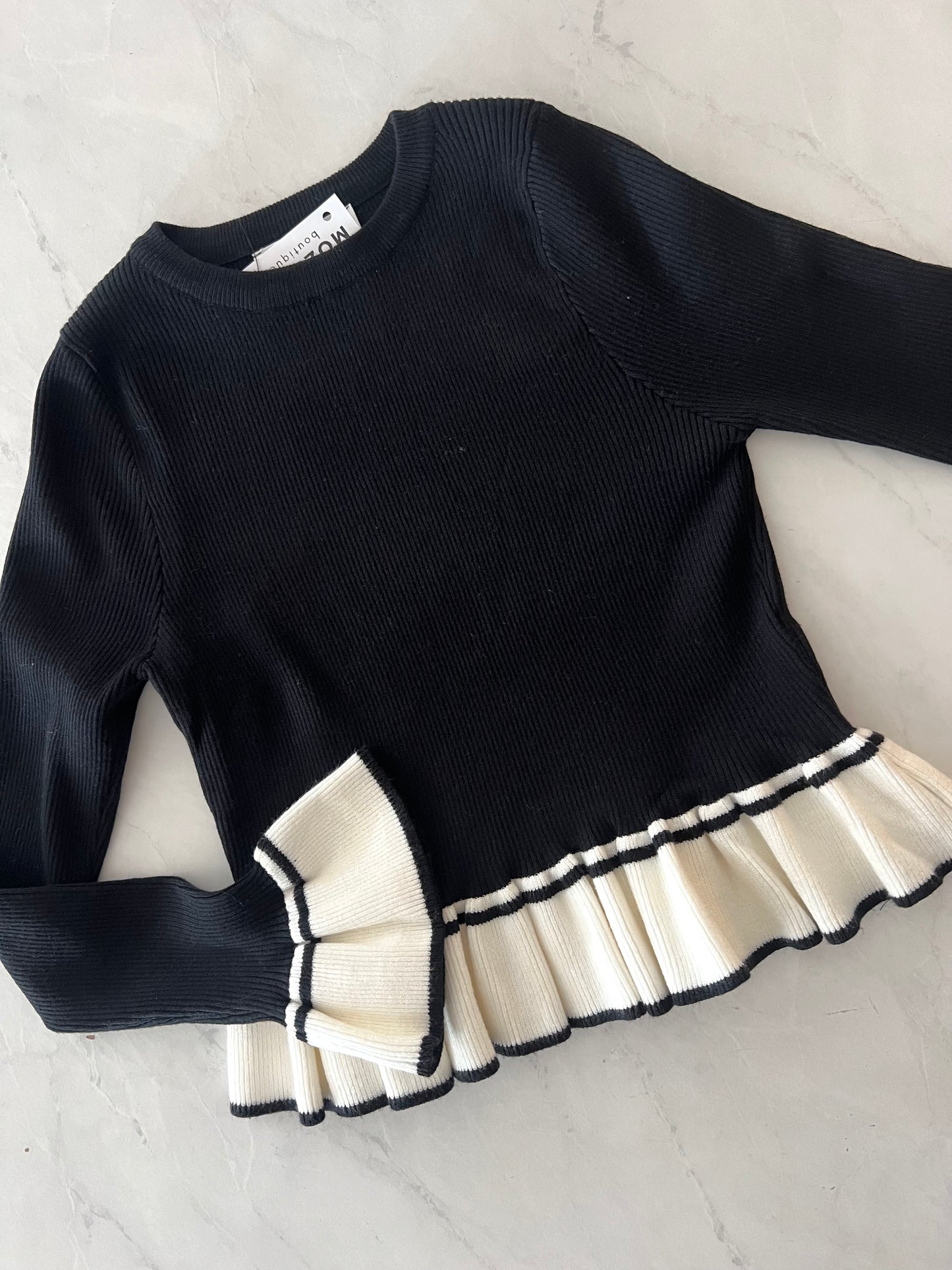 Black Ruffle Sleeve Detail