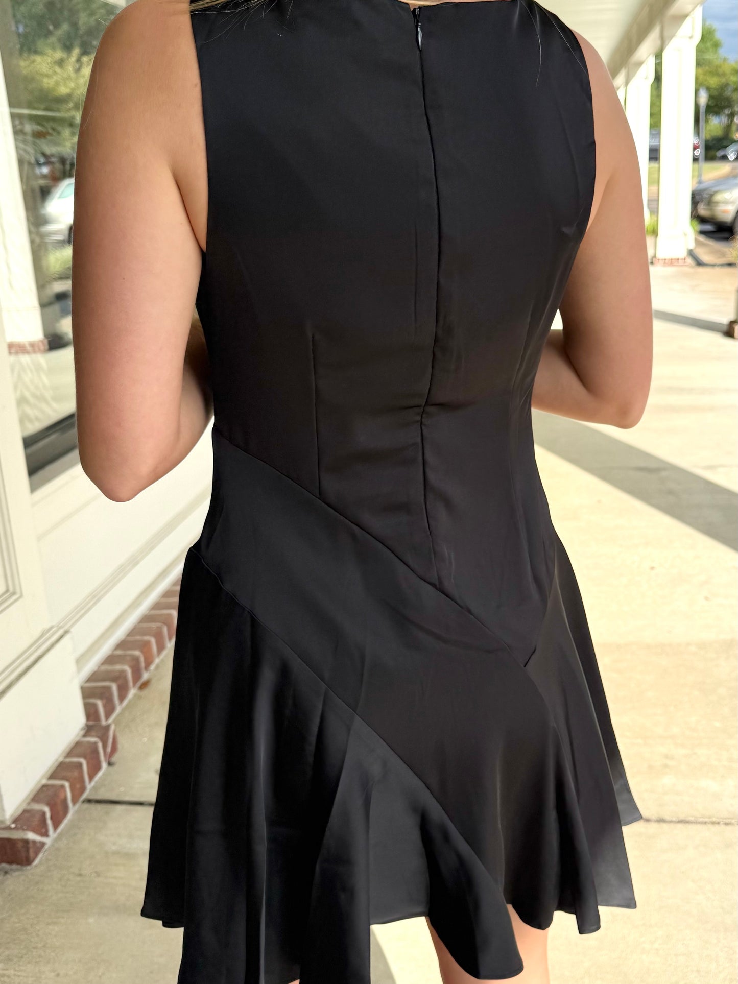 Black Drape Neck Dress