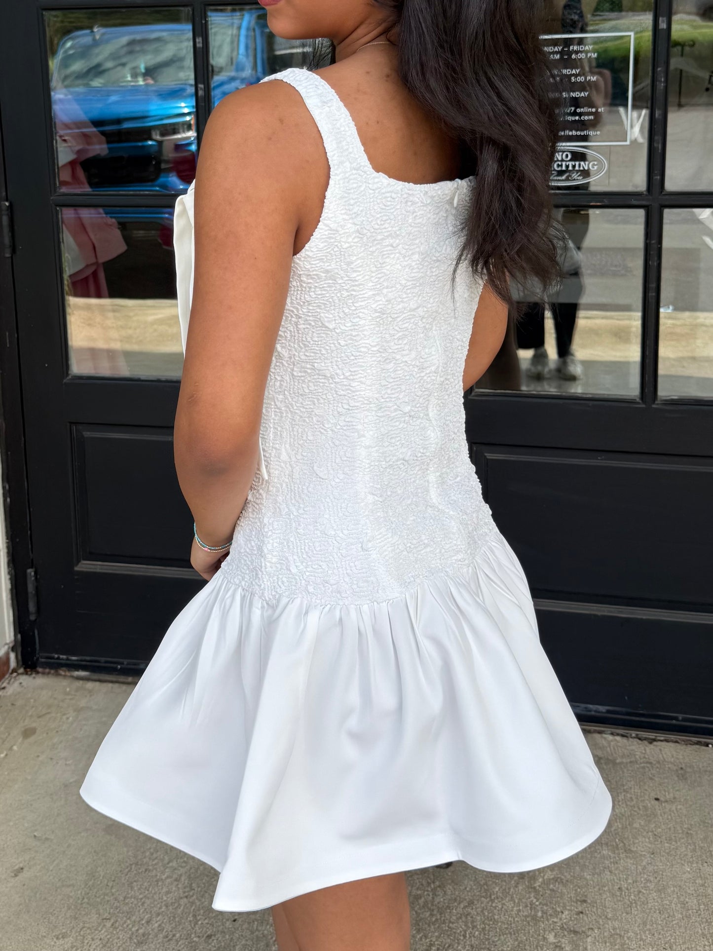 White Smocked Bow Mini