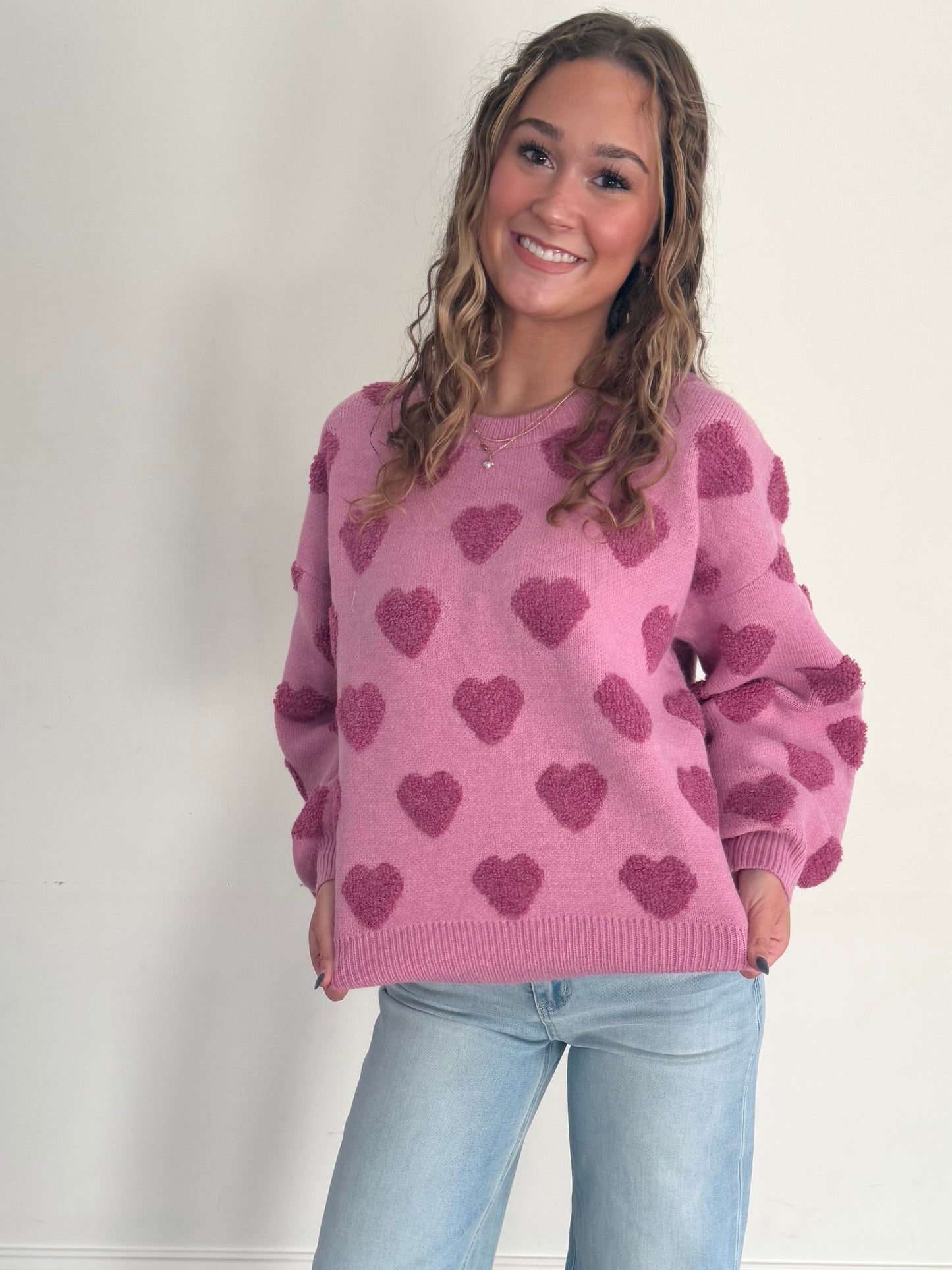 Pink L/S Heart Sweater