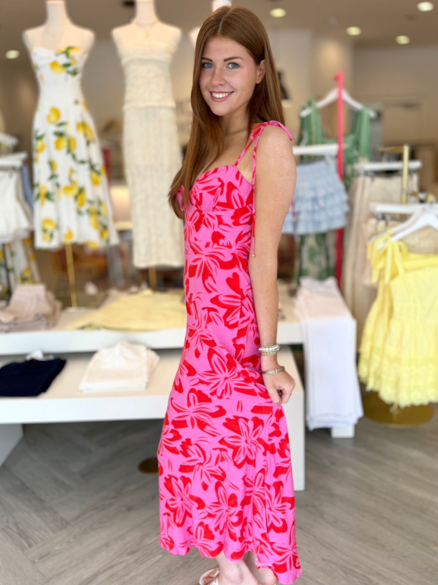 Pink & Red Flower Dress