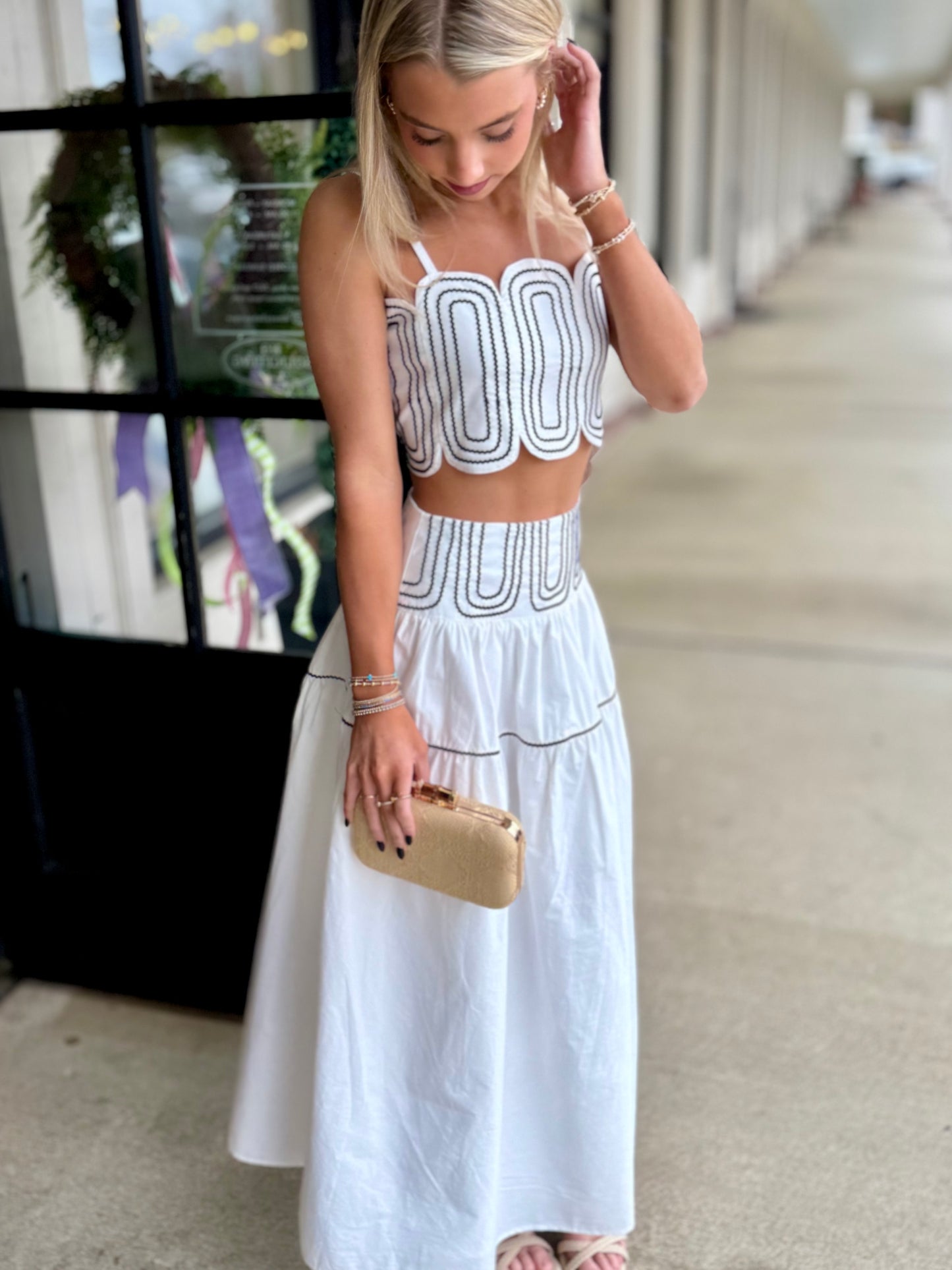 White Navy Max Top