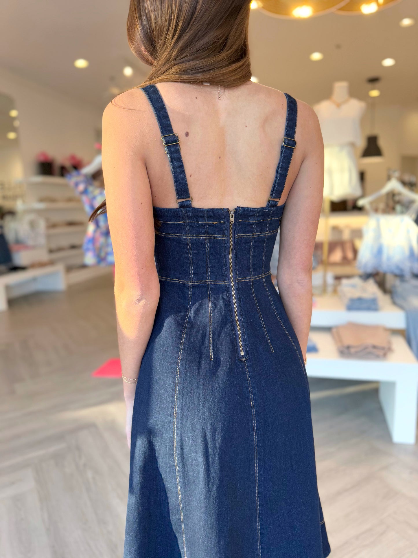 Denim Button Down Corset Dress