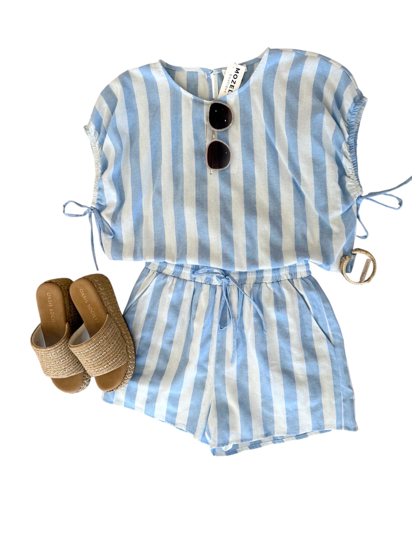 Blue Two Tone Stripe Top