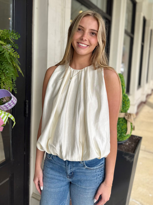 Cream Halter Bubble Top
