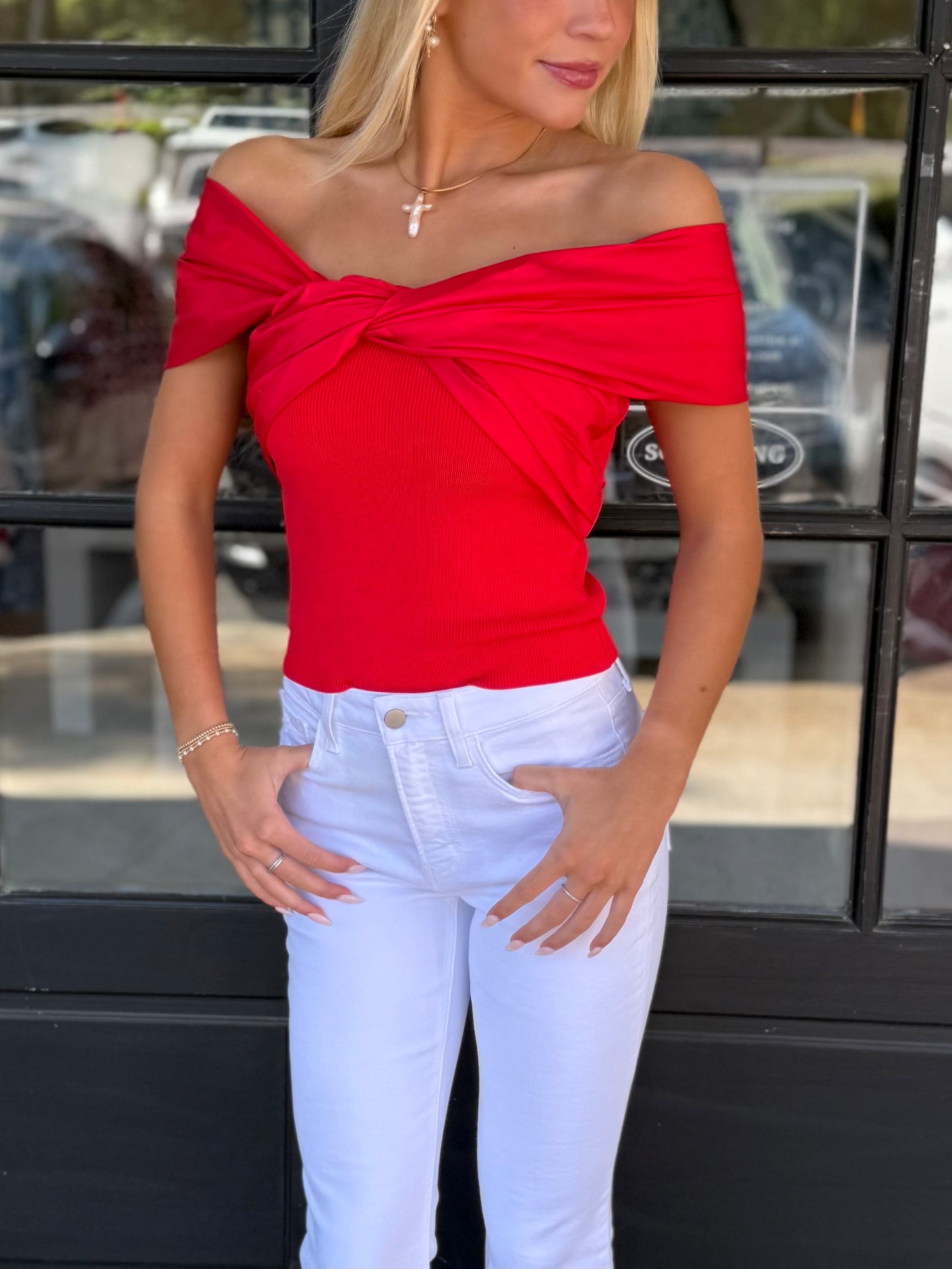 Red Twist Bust Top