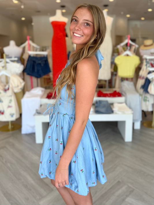 Cherry Denim Bubble Mini