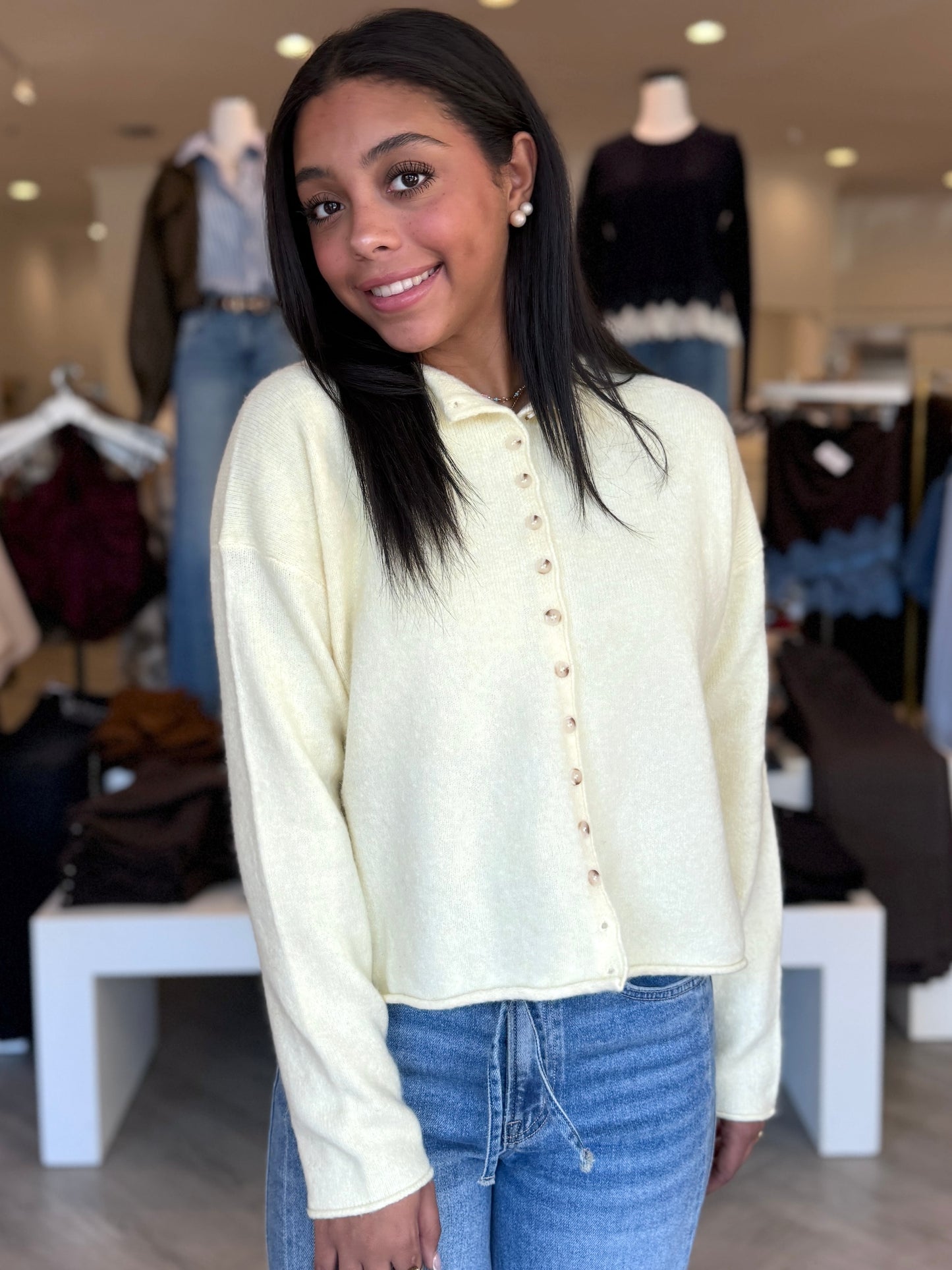 Raw Edge Mock Cardigan (2 colors)