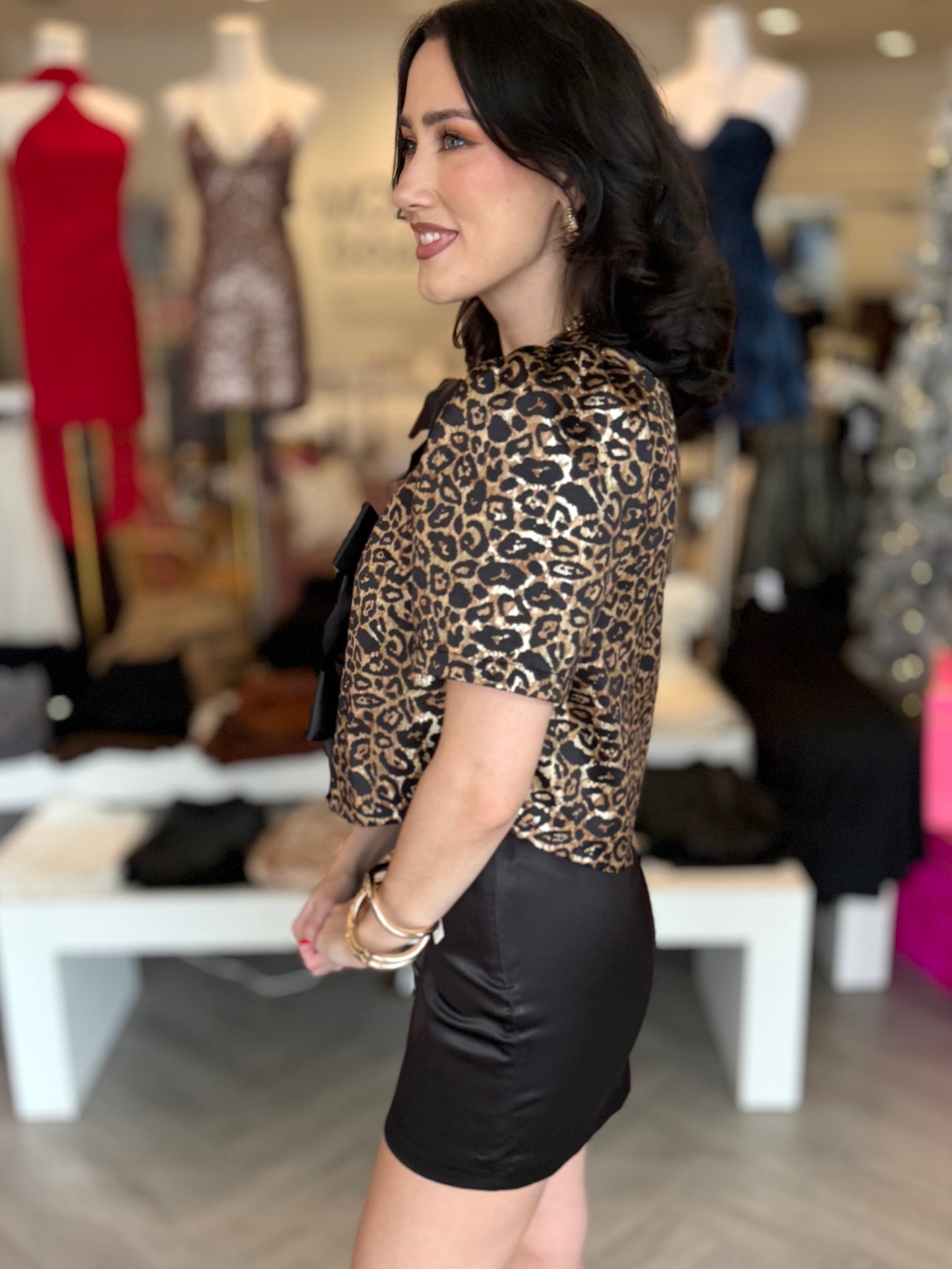 Leopard Front Bow Top