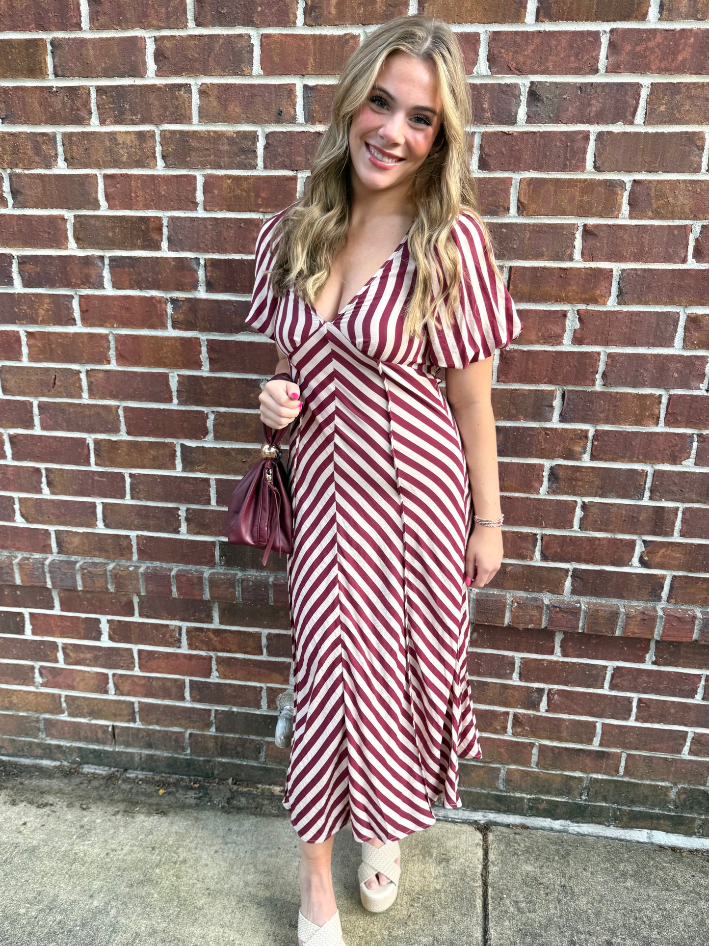 Zig Zag Burgundy Stripe Maxi