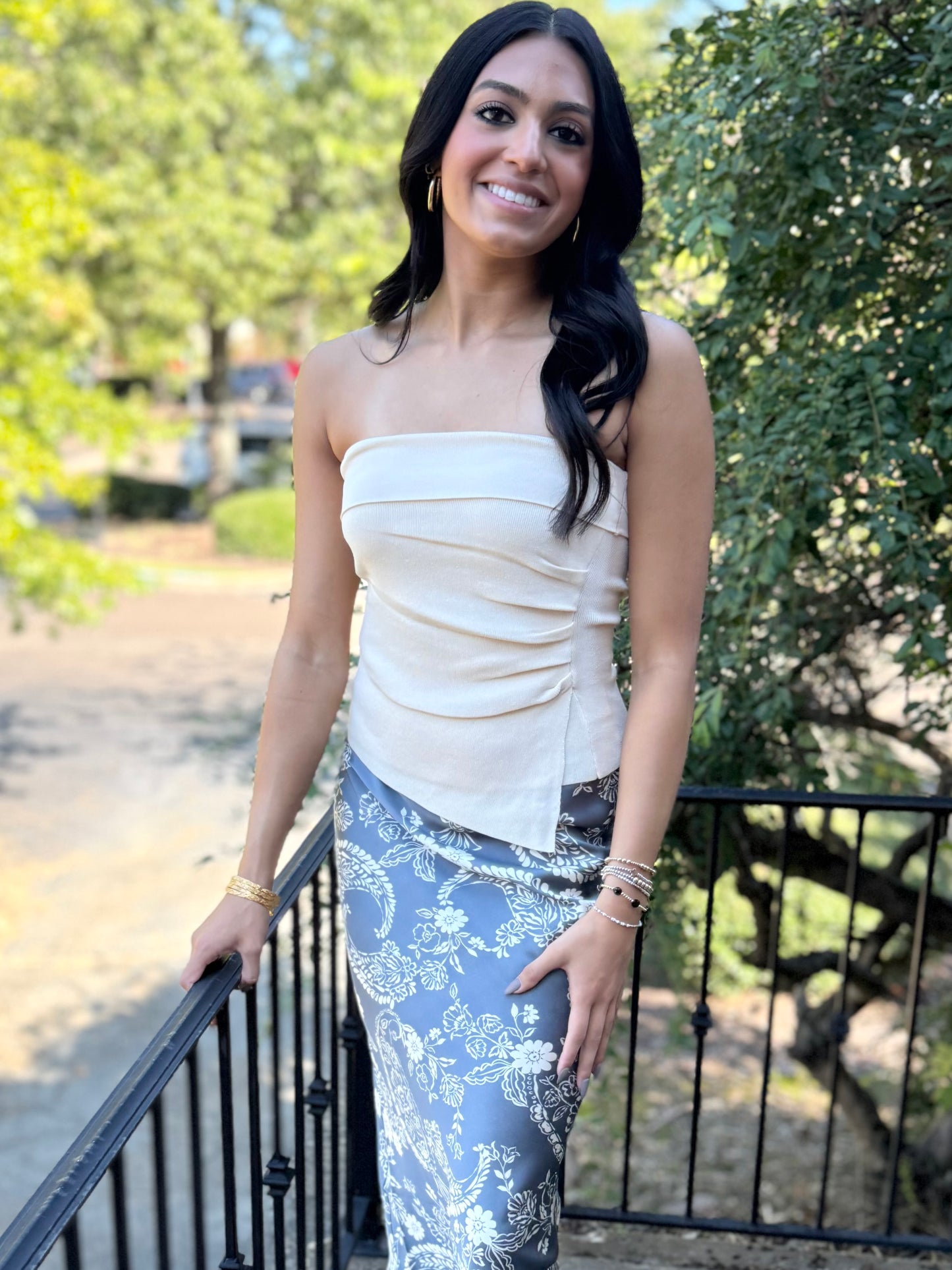 Midnight Blue Paisley Midi Skirt