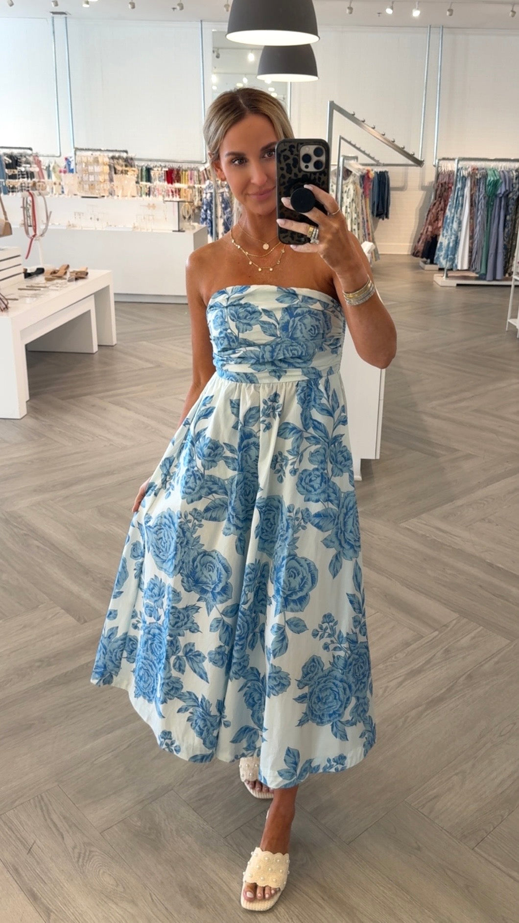 Blue Blossom Strapless Maxi