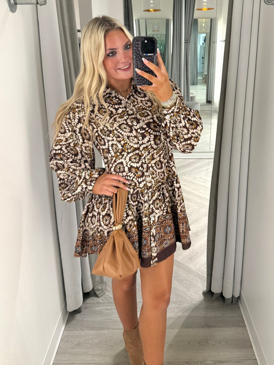 Starburst Print Long Sleeve Mini