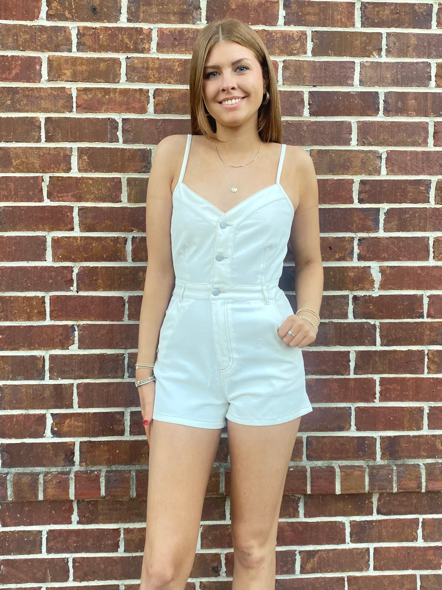 Front Pocket Denim Romper (2 colors)