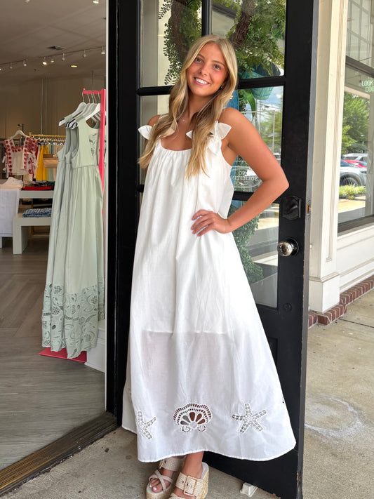 White Flower Accent Maxi